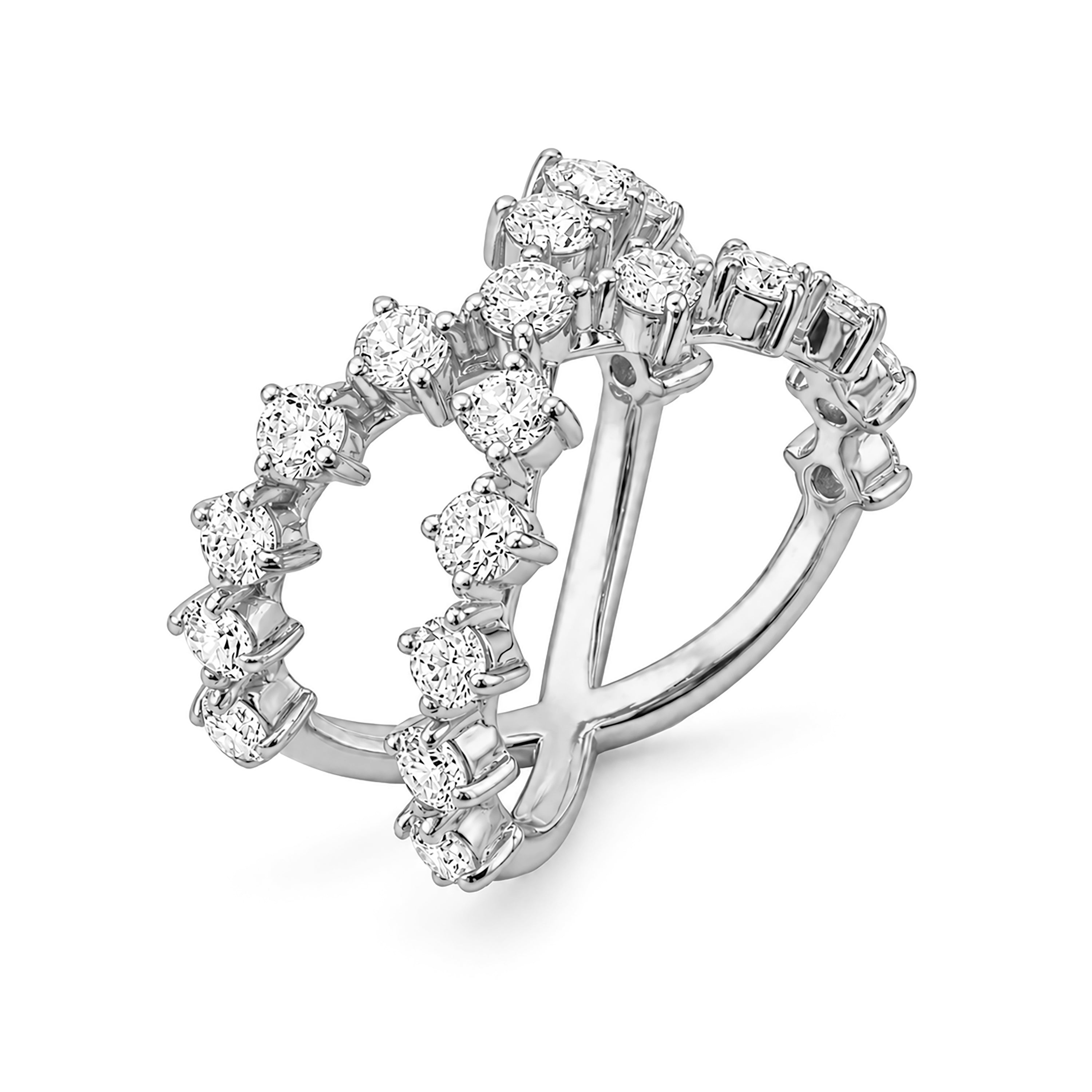 Diamonair Lab Grown Diamond (F/VS+) 2.50 carat Round cut Sterling Silver Ring - Sterling Silver | Gold over Silver