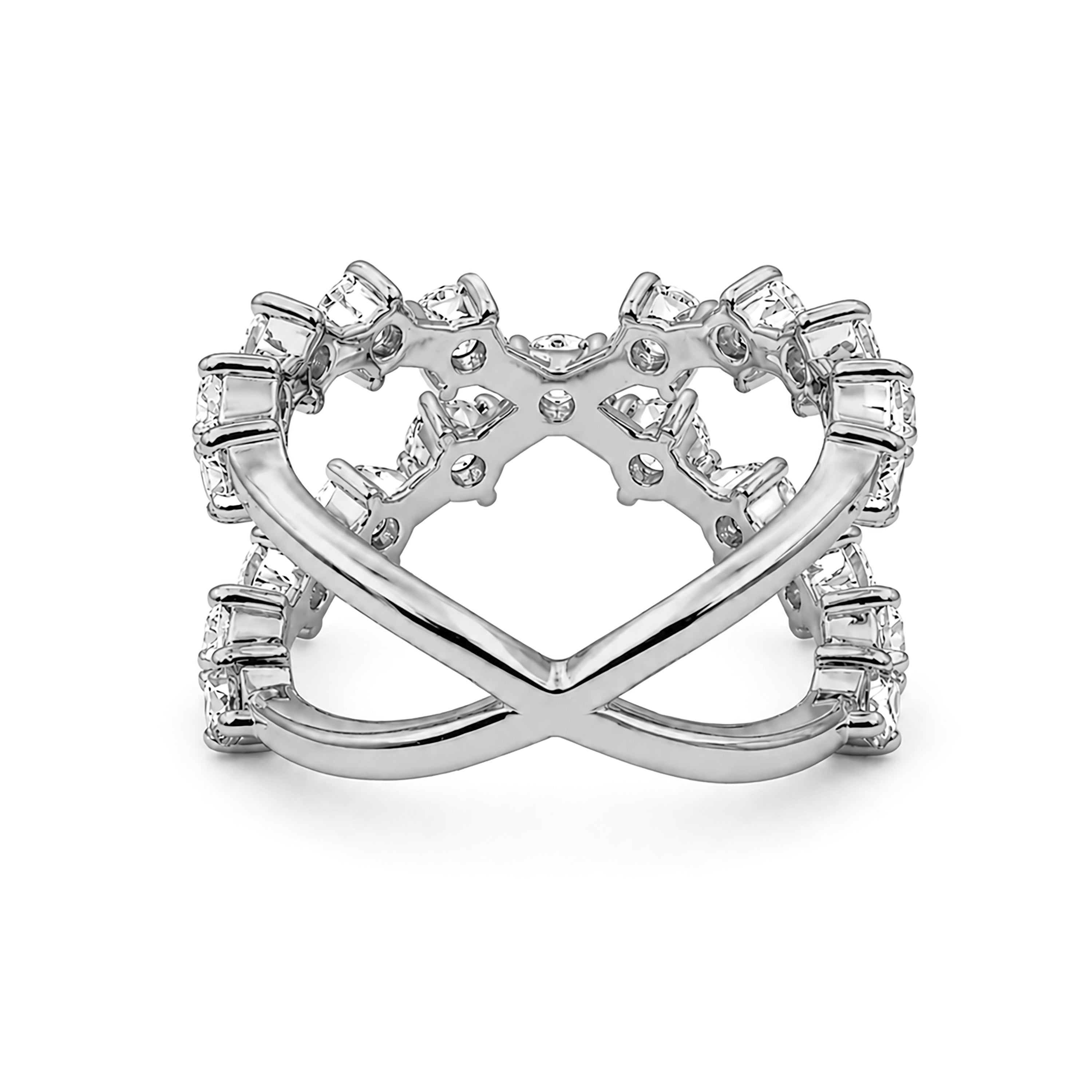 Diamonair Lab Grown Diamond (F/VS+) 2.50 carat Round cut Sterling Silver Ring - Sterling Silver | Gold over Silver