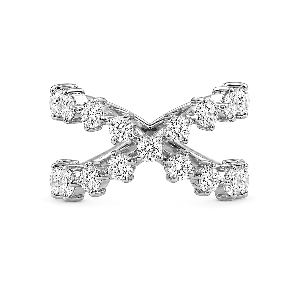 Diamonair Lab Grown Diamond (F/VS+) 2.50 carat Round cut Sterling Silver Ring - Sterling Silver | Gold over Silver