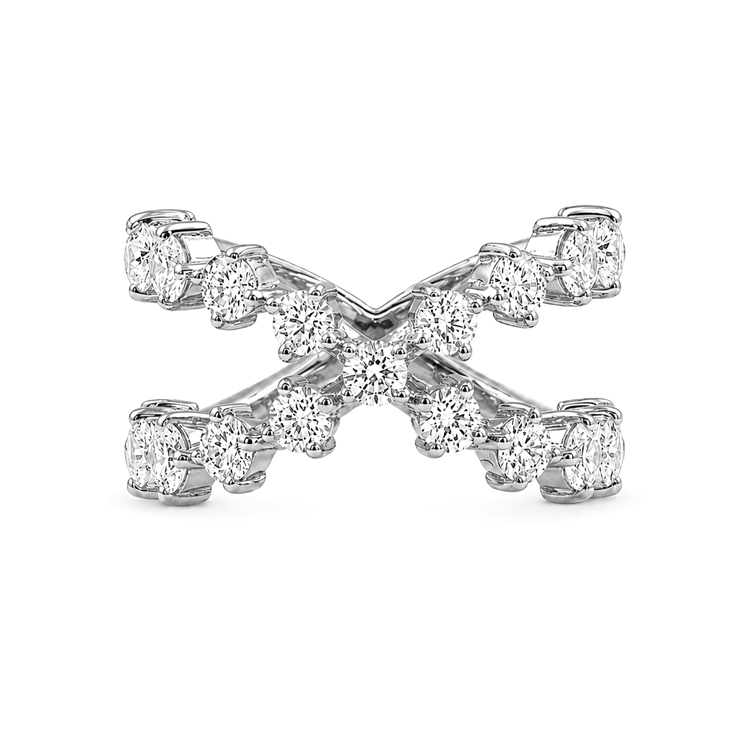 Diamonair Lab Grown Diamond (F/VS+) 2.50 carat Round cut Sterling Silver Ring - Sterling Silver | Gold over Silver