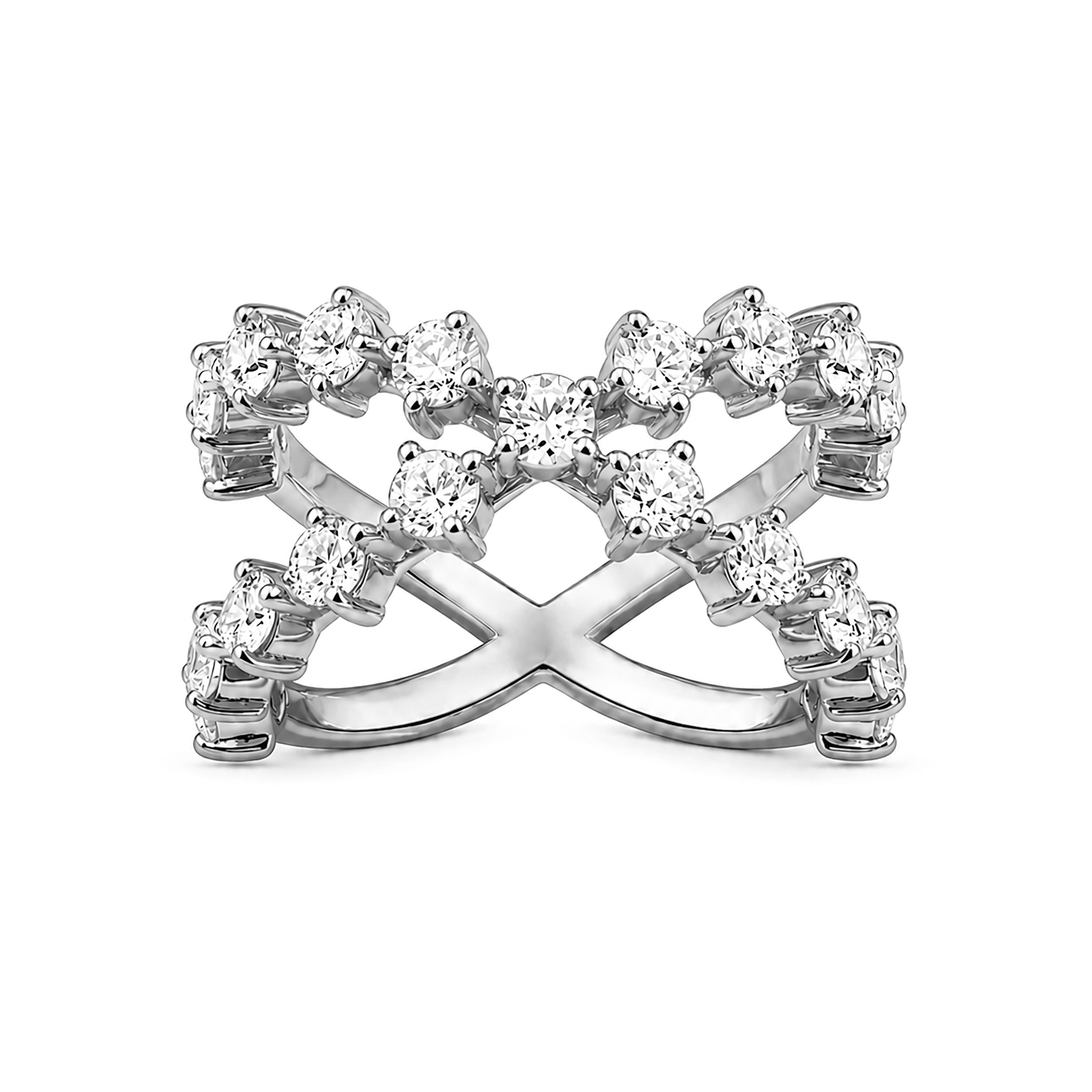 Diamonair Lab Grown Diamond (F/VS+) 2.50 carat Round cut Sterling Silver Ring - Sterling Silver | Gold over Silver