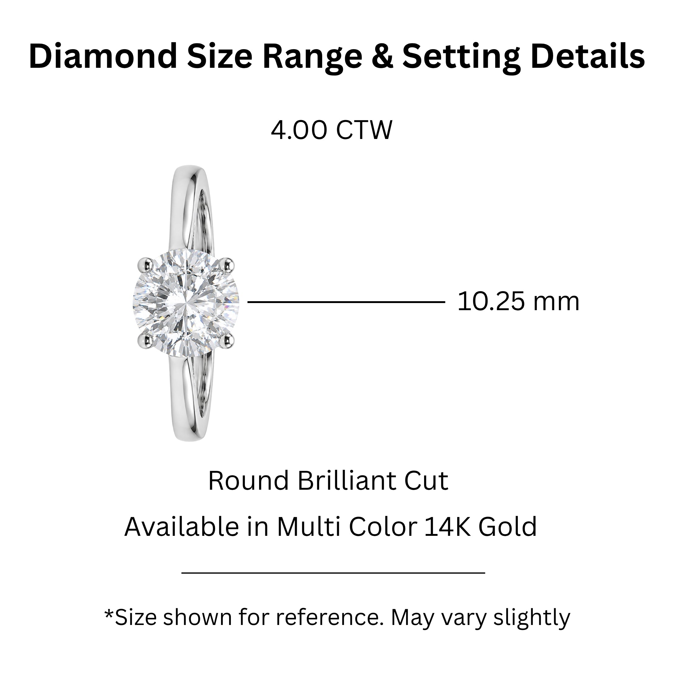 1.00-6.00 Carat T.W. Round-cut IGI Certified Lab Grown Diamond (F/VS+) 14K Gold Solitaire Ring