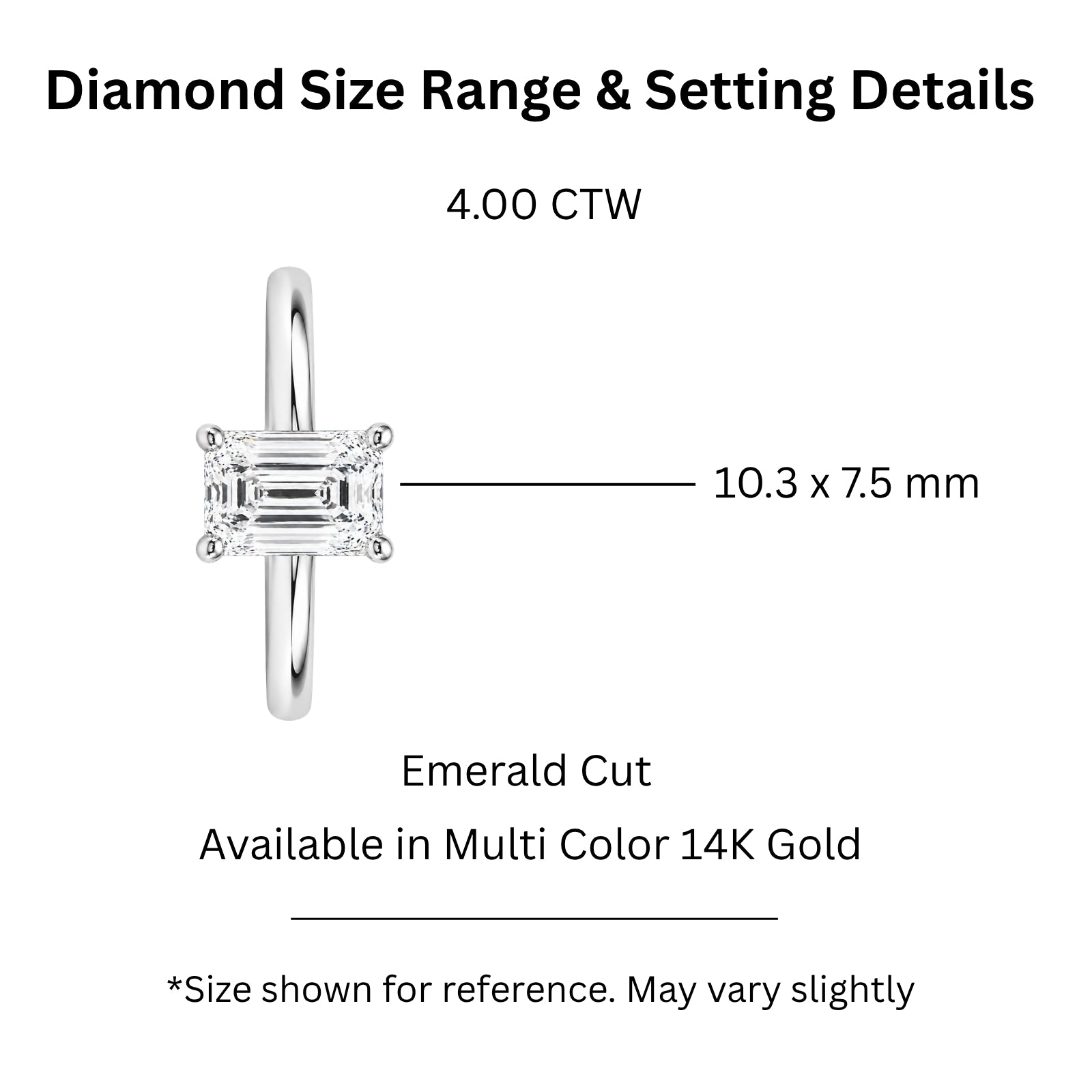 1.00-6.00 Carat T.W. Emerald-cut IGI Certified Lab Grown Diamond (F/VS+) 14K Gold Solitaire Ring