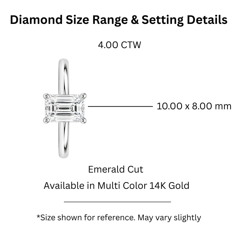 1.00-6.00 Carat T.W. Emerald-cut IGI Certified Lab Grown Diamond (F/VS+) 14K Gold Solitaire Ring