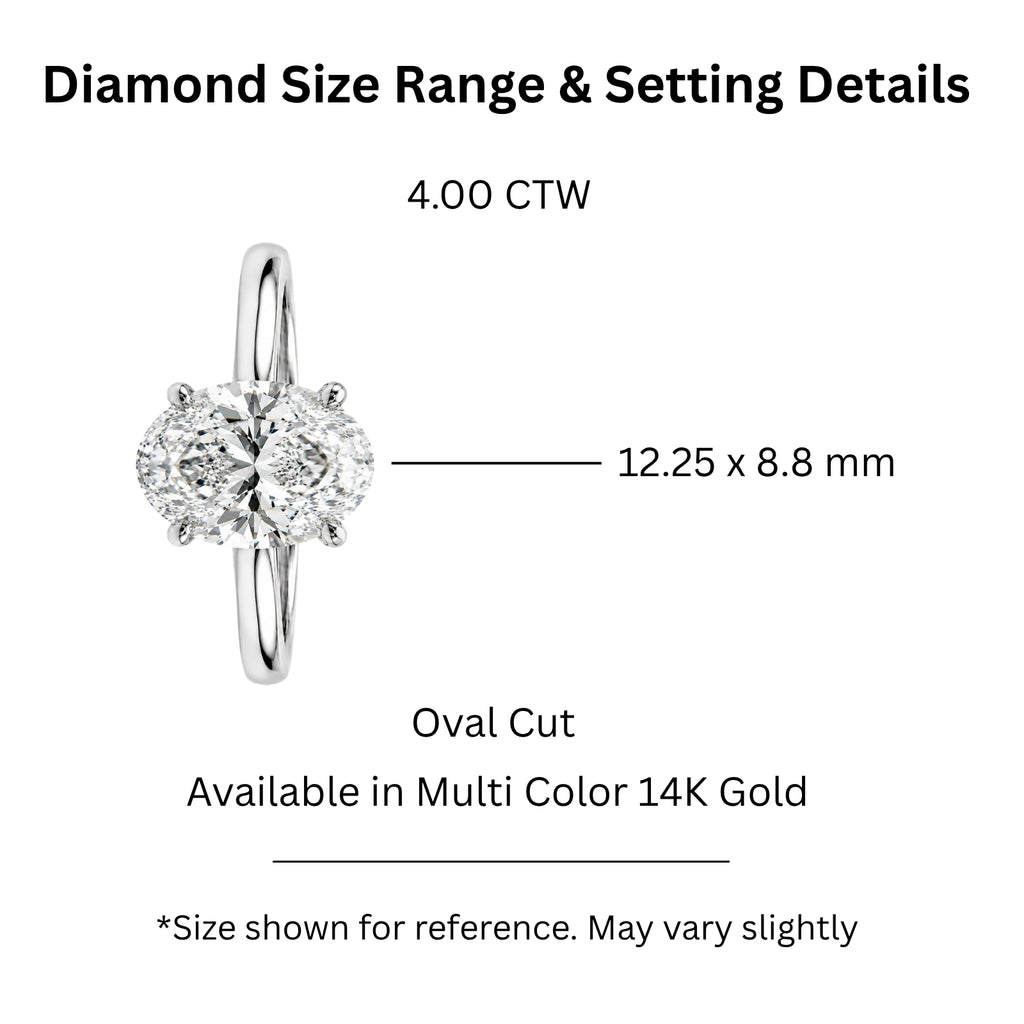 1.00-6.00 Carat T.W. Oval-cut IGI Certified IGI Certified Lab Grown Diamond (F/VS+) 14K Gold Solitaire Ring