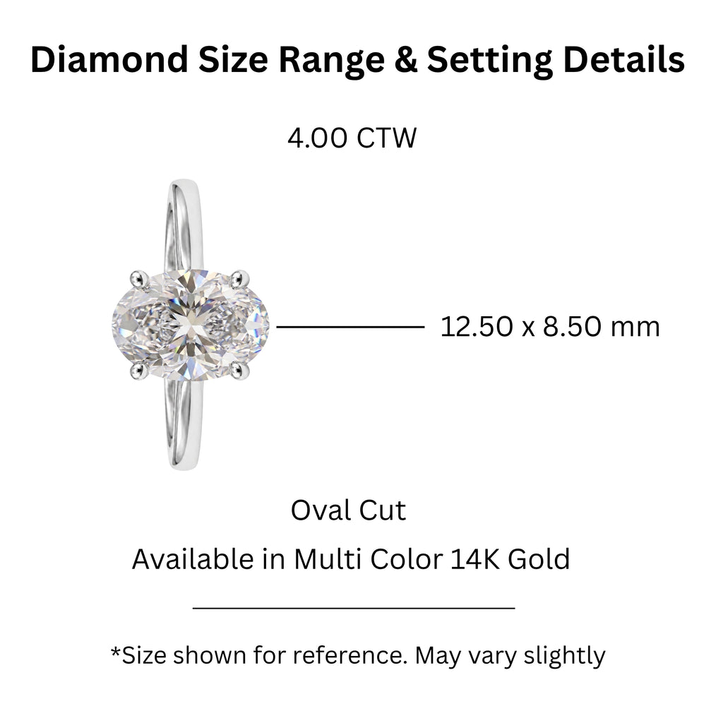1.00-6.00 Carat T.W. Oval-cut IGI Certified IGI Certified Lab Grown Diamond (F/VS+) 14K Gold Solitaire Ring