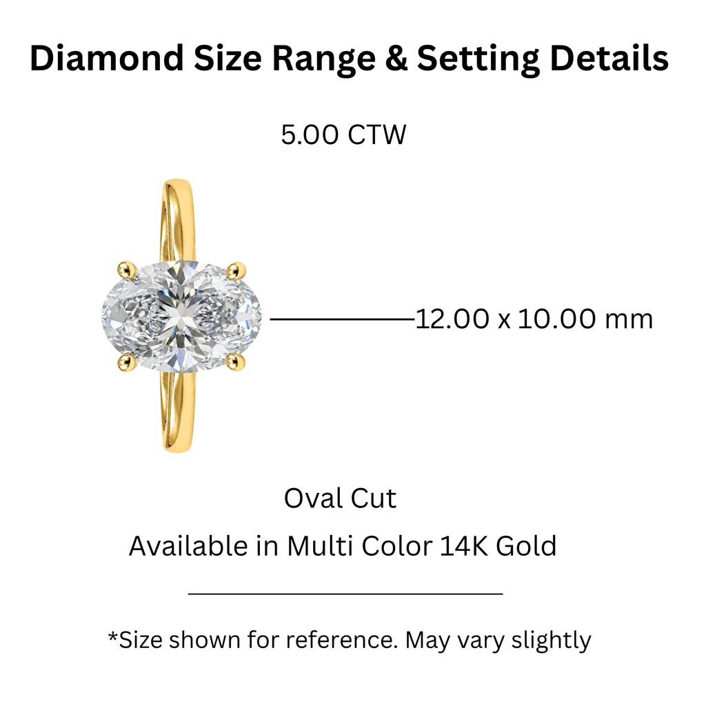 1.00-6.00 Carat T.W. Oval-cut IGI Certified IGI Certified Lab Grown Diamond (F/VS+) 14K Gold Solitaire Ring