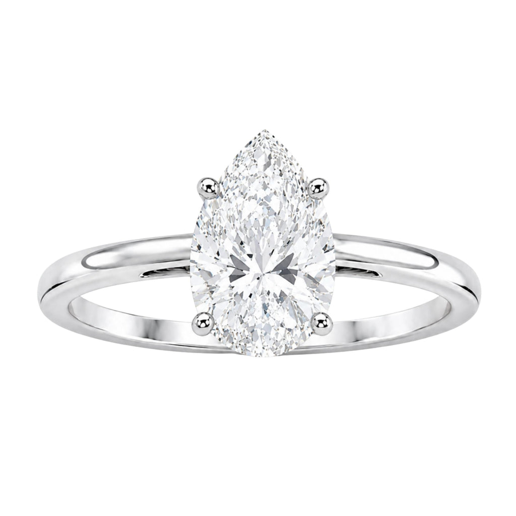 1.00-6.00 Carat T.W. Pear-cut IGI Certified Lab Grown Diamond (F/VS) 14K Gold Solitaire Ring - Assorted Colors, Sizes & Carat