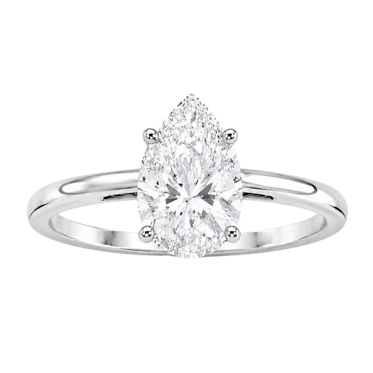 1.00-6.00 Carat T.W. Pear-cut IGI Certified Lab Grown Diamond (F/VS) 14K Gold Solitaire Ring - Assorted Colors, Sizes & Carat