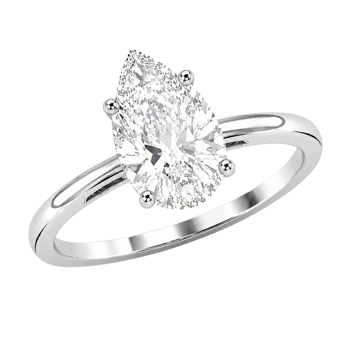 1.00-6.00 Carat T.W. Pear-cut IGI Certified Lab Grown Diamond (F/VS) 14K Gold Solitaire Ring - Assorted Colors, Sizes & Carat