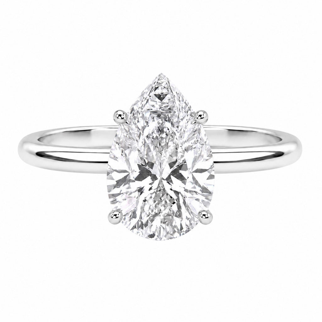 1.00-6.00 Carat T.W. Pear-cut IGI Certified Lab Grown Diamond (F/VS) 14K Gold Solitaire Ring - Assorted Colors, Sizes & Carat