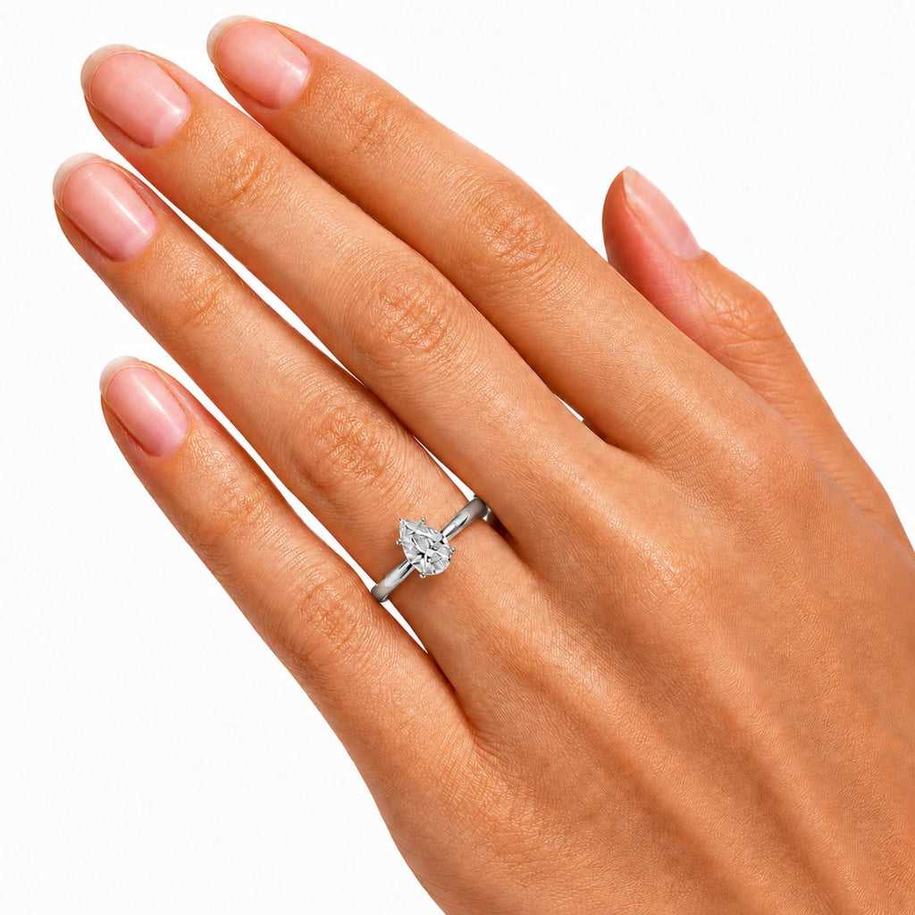 1.00-6.00 Carat T.W. Pear-cut IGI Certified Lab Grown Diamond (F/VS) 14K Gold Solitaire Ring - Assorted Colors, Sizes & Carat