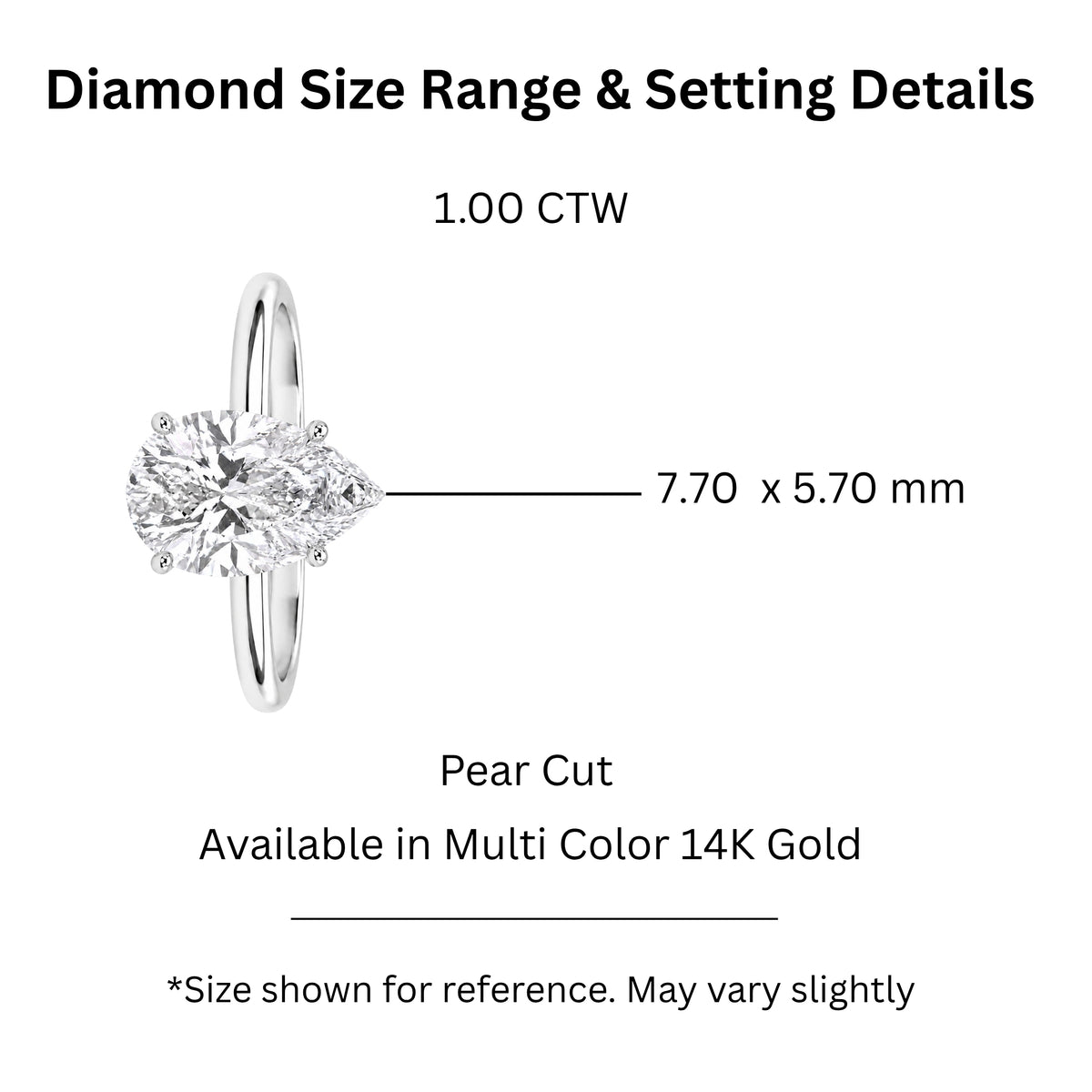 1.00-6.00 Carat T.W. Pear-cut IGI Certified Lab Grown Diamond (F/VS) 14K Gold Solitaire Ring - Assorted Colors, Sizes & Carat