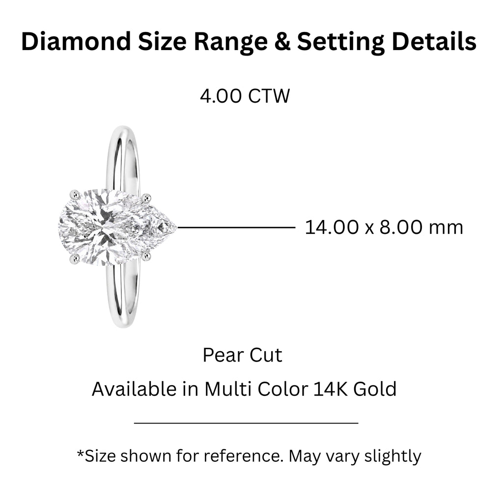 1.00-6.00 Carat T.W. Pear-cut IGI Certified Lab Grown Diamond (F/VS) 14K Gold Solitaire Ring - Assorted Colors, Sizes & Carat