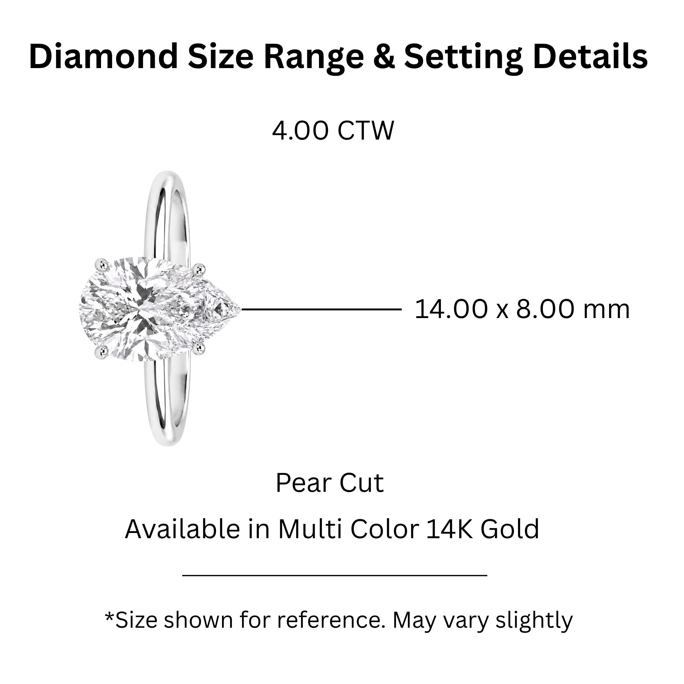 1.00-6.00 Carat T.W. Pear-cut IGI Certified Lab Grown Diamond (F/VS) 14K Gold Solitaire Ring - Assorted Colors, Sizes & Carat