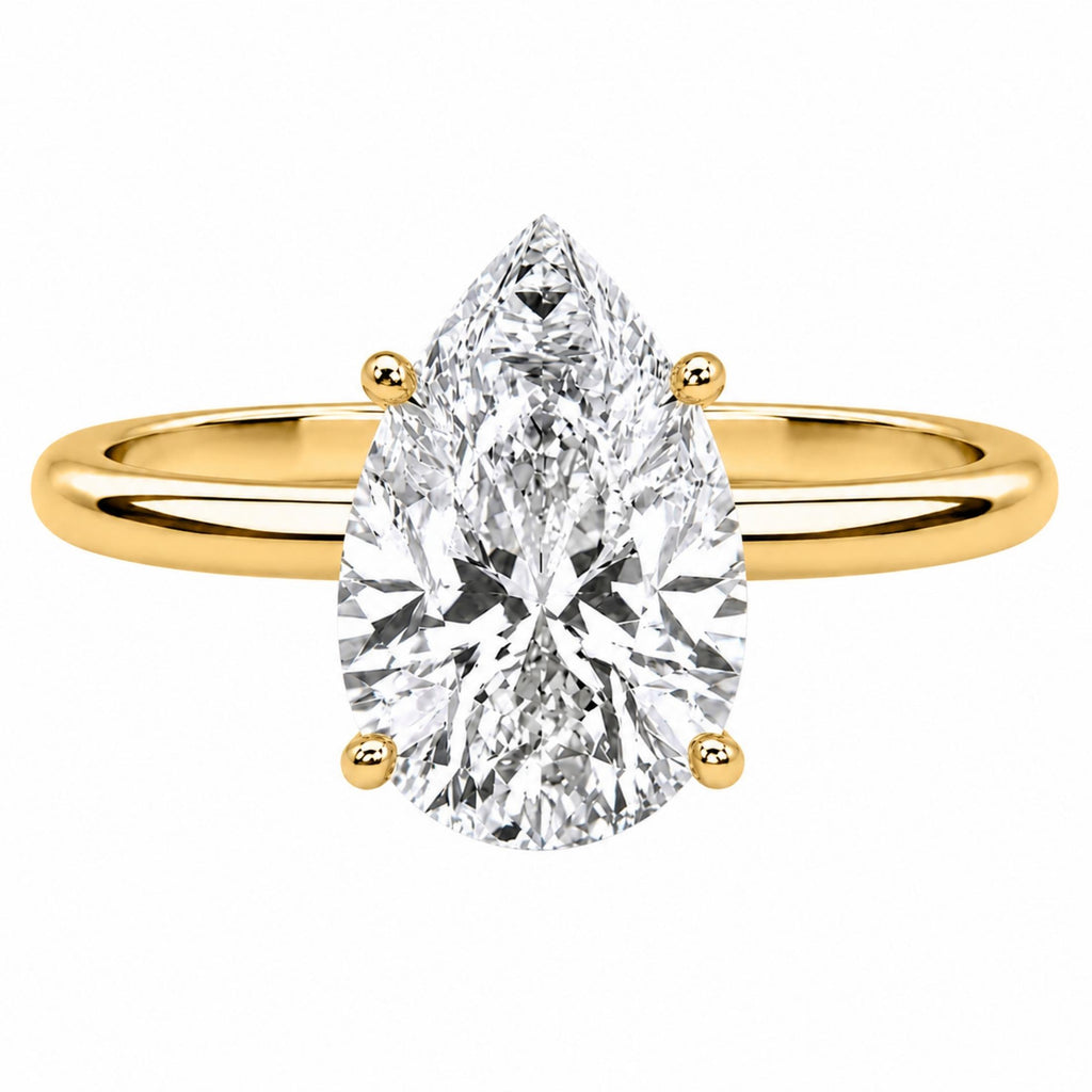 1.00-6.00 Carat T.W. Pear-cut IGI Certified Lab Grown Diamond (F/VS) 14K Gold Solitaire Ring - Assorted Colors, Sizes & Carat