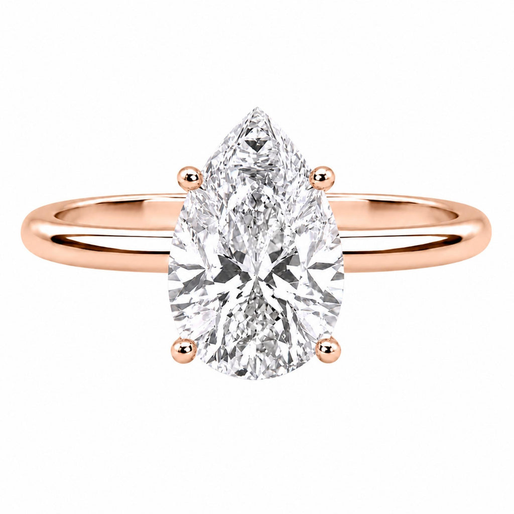 1.00-6.00 Carat T.W. Pear-cut IGI Certified Lab Grown Diamond (F/VS) 14K Gold Solitaire Ring - Assorted Colors, Sizes & Carat