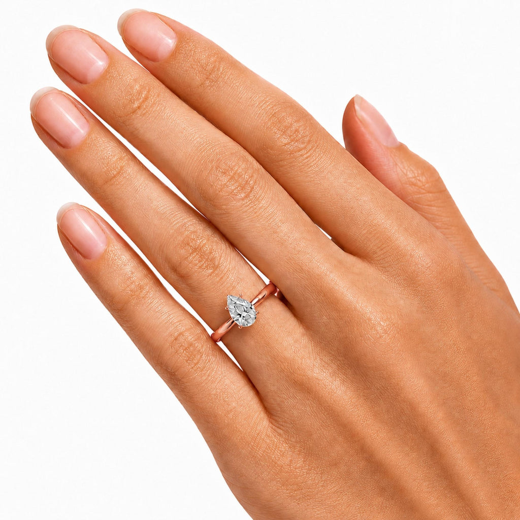 1.00-6.00 Carat T.W. Pear-cut IGI Certified Lab Grown Diamond (F/VS) 14K Gold Solitaire Ring - Assorted Colors, Sizes & Carat