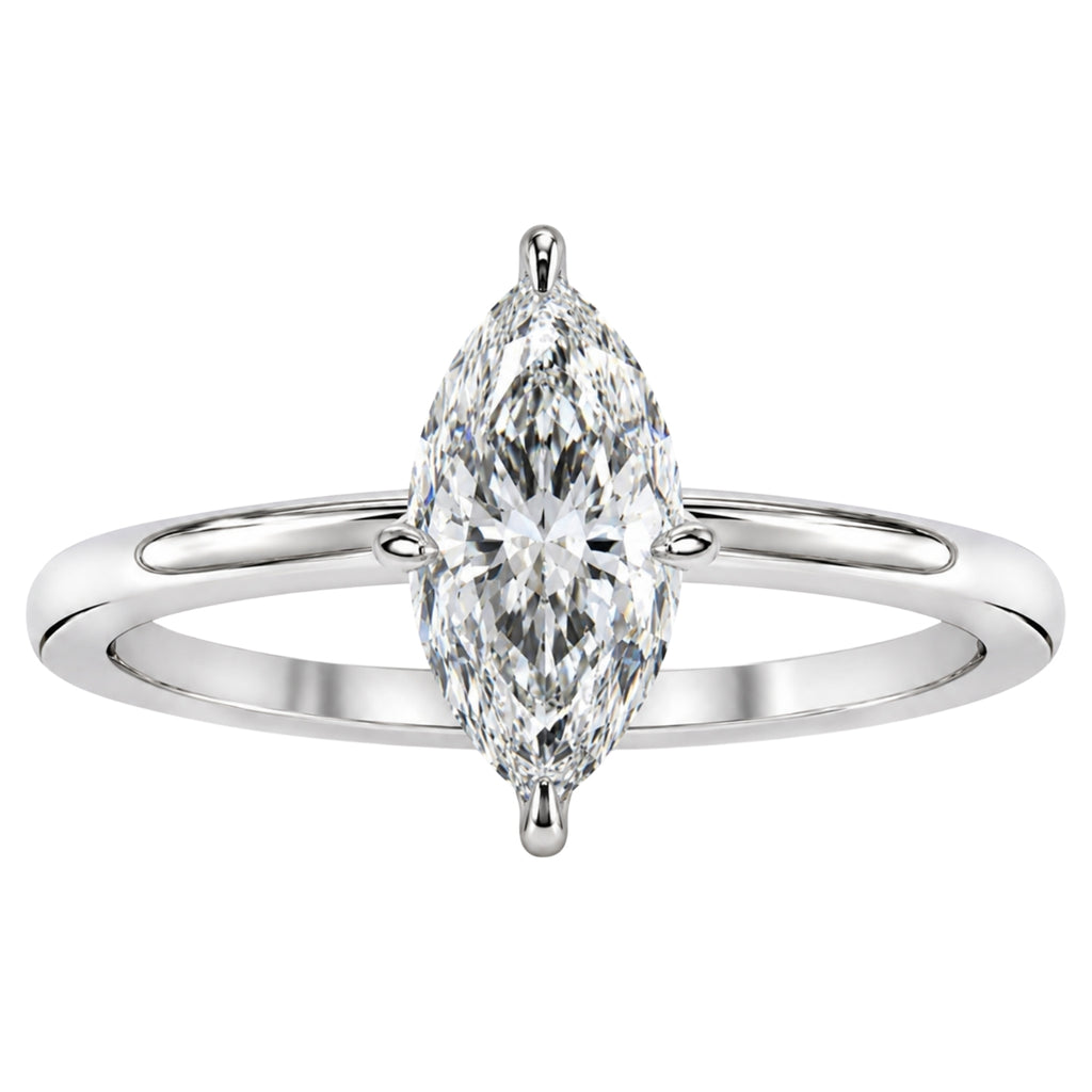 Diamonair Marquise solitaire ring 14K White Gold 6.00 CT Size 11