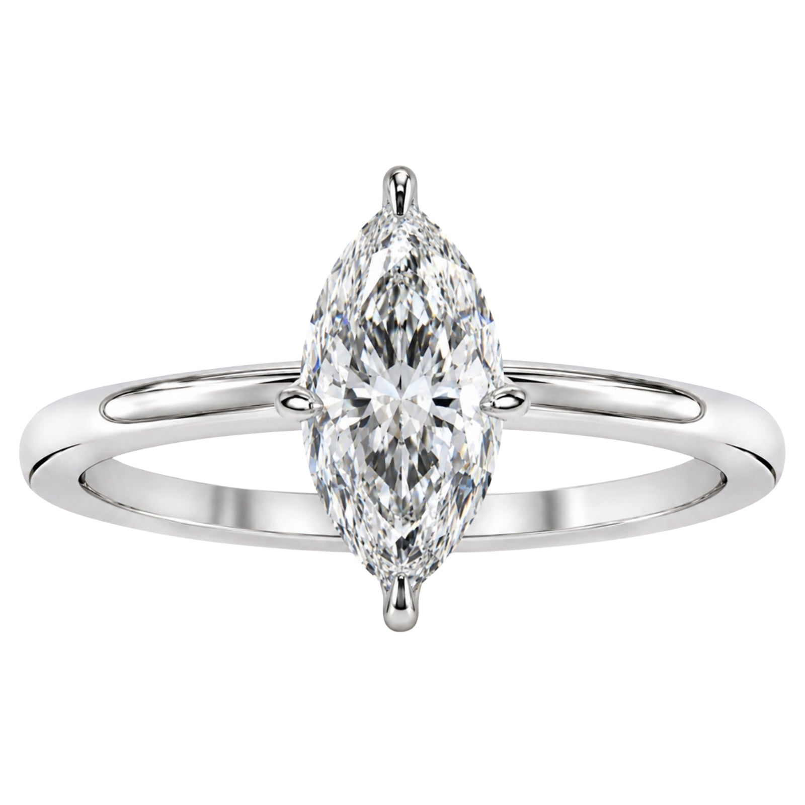 Diamonair Marquise solitaire ring 14K White Gold 6.00 CT Size 11