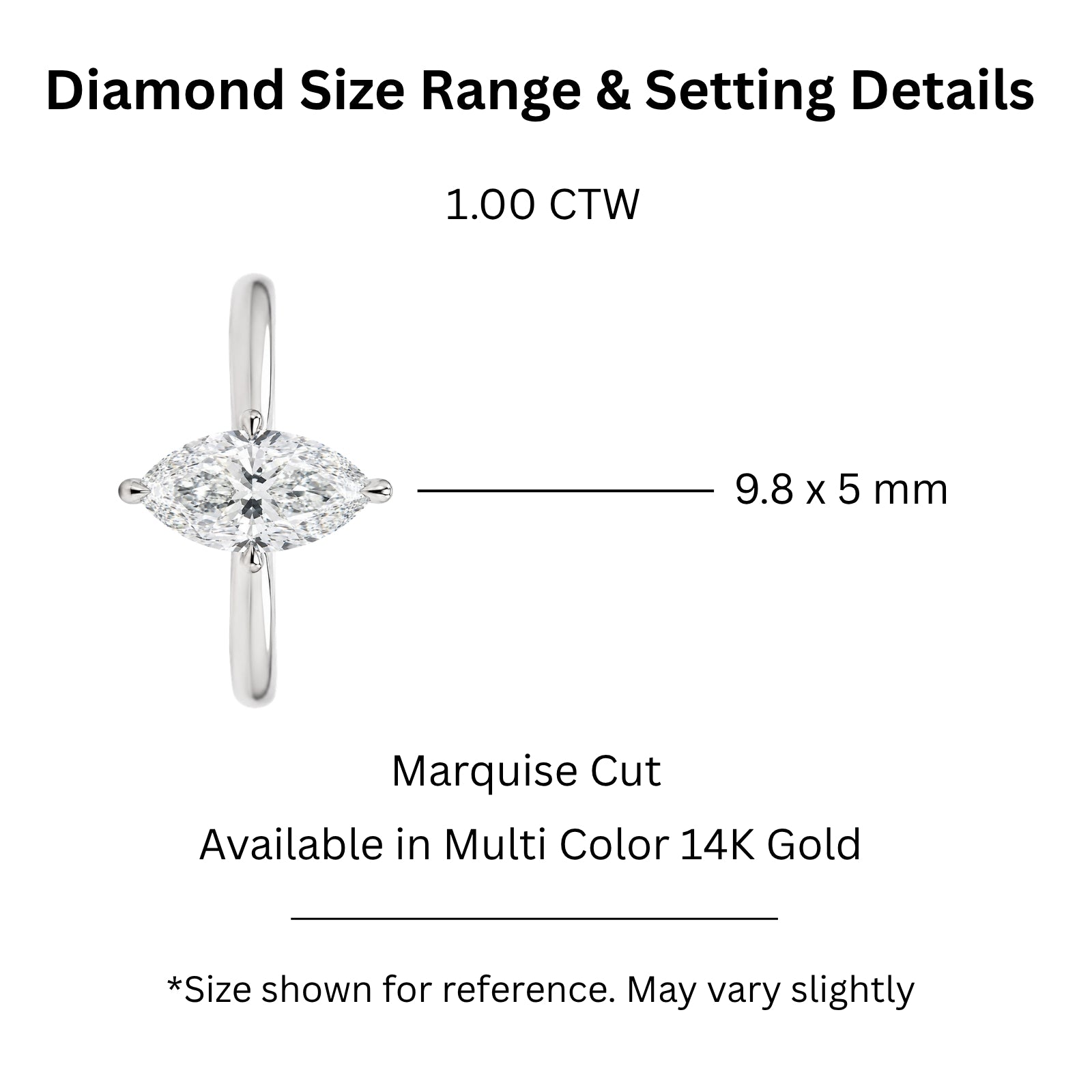 1.00-6.00 Carat T.W. Marquise-cut IGI Certified Lab Grown Diamond (F/VS) 14K Gold Solitaire Ring - Assorted Colors, Sizes & Carat