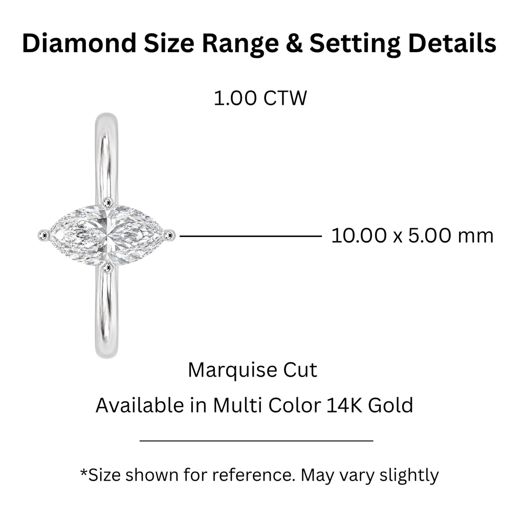 1.00-6.00 Carat T.W. Marquise-cut IGI Certified Lab Grown Diamond (F/VS) 14K Gold Solitaire Ring - Assorted Colors, Sizes & Carat