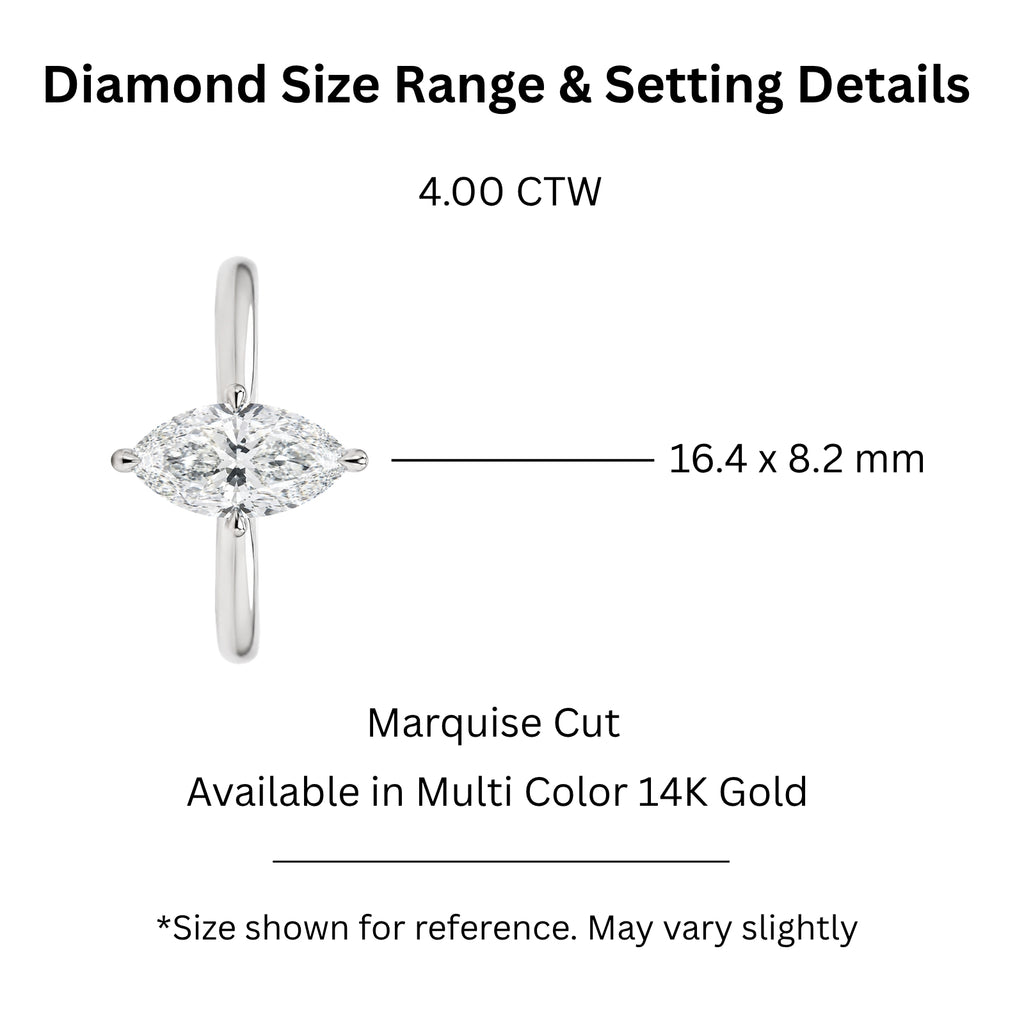 1.00-6.00 Carat T.W. Marquise-cut IGI Certified Lab Grown Diamond (F/VS) 14K Gold Solitaire Ring - Assorted Colors, Sizes & Carat