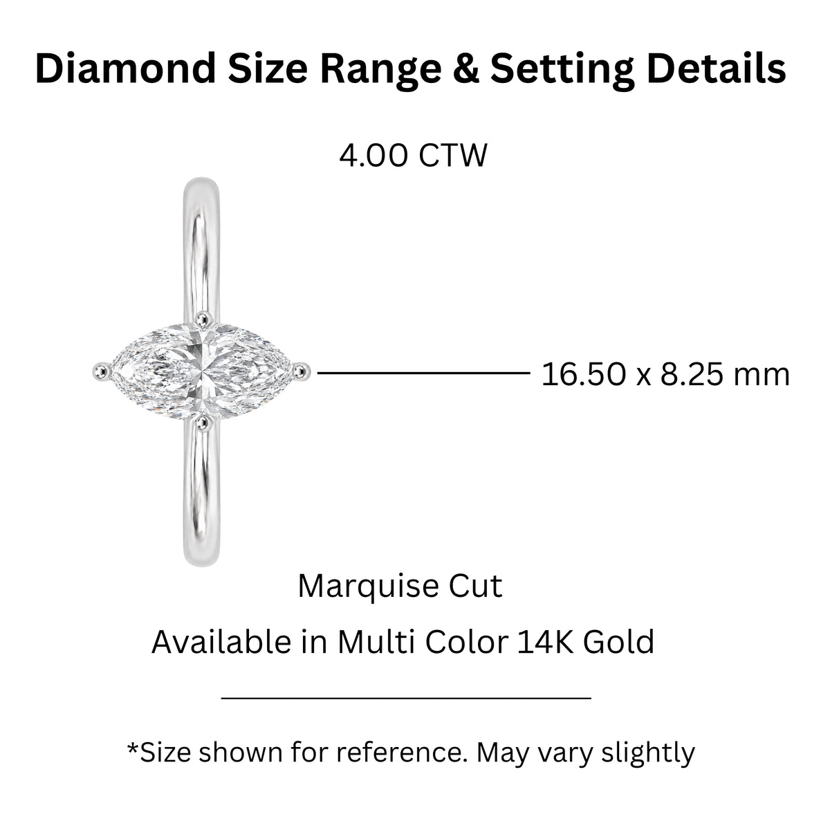 1.00-6.00 Carat T.W. Marquise-cut IGI Certified Lab Grown Diamond (F/VS) 14K Gold Solitaire Ring - Assorted Colors, Sizes & Carat