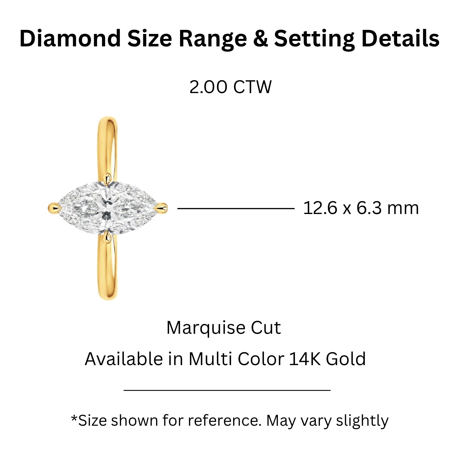 1.00-6.00 Carat T.W. Marquise-cut IGI Certified Lab Grown Diamond (F/VS) 14K Gold Solitaire Ring - Assorted Colors, Sizes & Carat