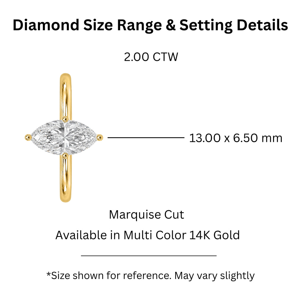 1.00-6.00 Carat T.W. Marquise-cut IGI Certified Lab Grown Diamond (F/VS) 14K Gold Solitaire Ring - Assorted Colors, Sizes & Carat