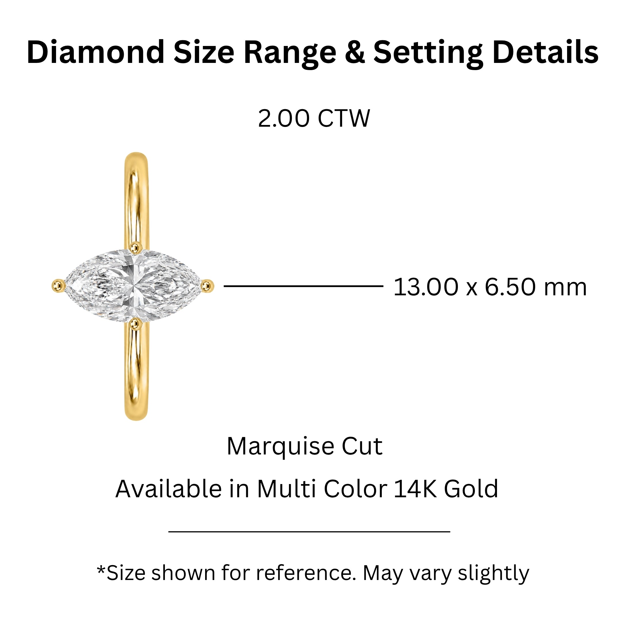 1.00-6.00 Carat T.W. Marquise-cut IGI Certified Lab Grown Diamond (F/VS) 14K Gold Solitaire Ring - Assorted Colors, Sizes & Carat