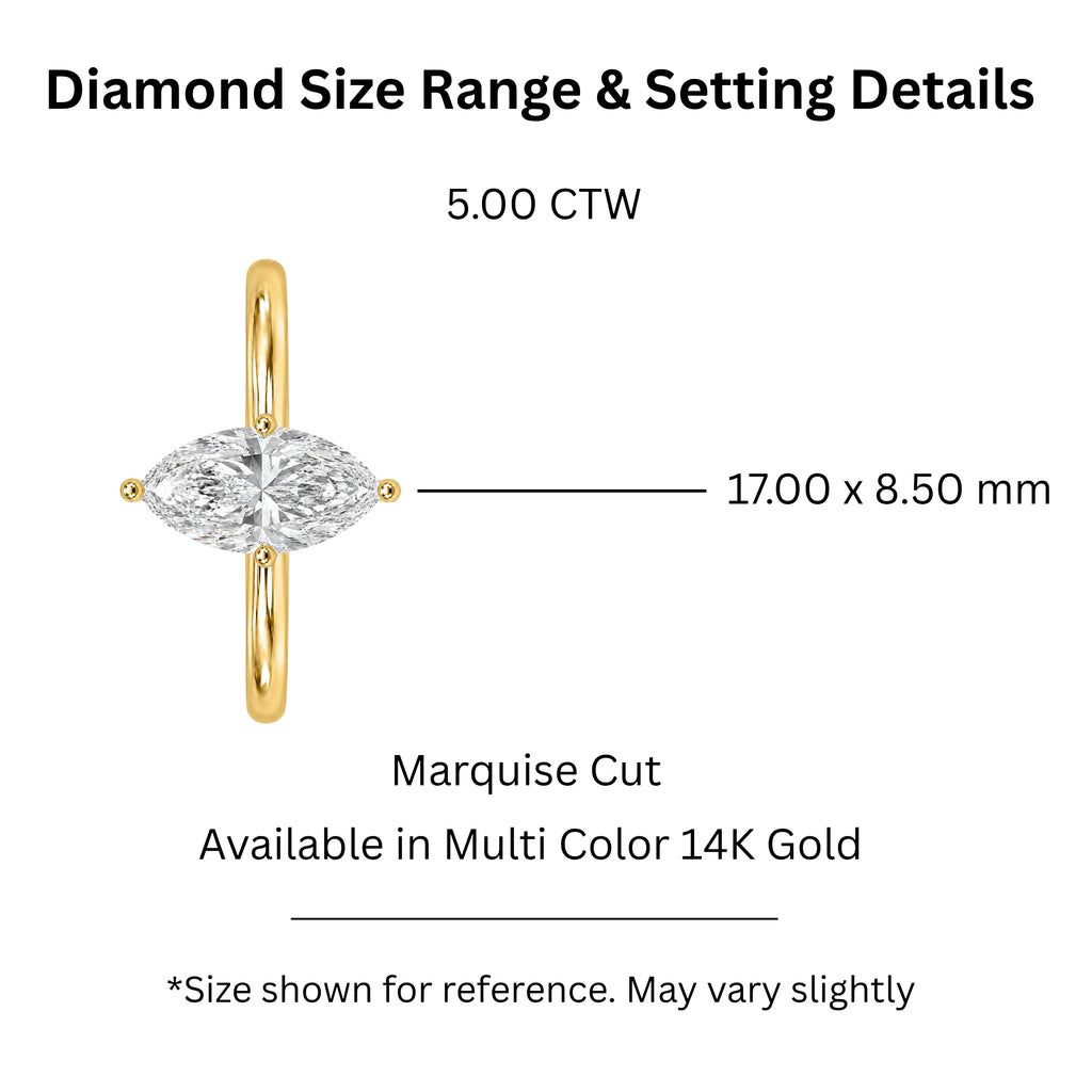 1.00-6.00 Carat T.W. Marquise-cut IGI Certified Lab Grown Diamond (F/VS) 14K Gold Solitaire Ring - Assorted Colors, Sizes & Carat