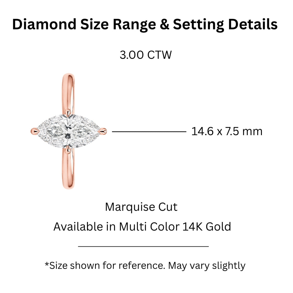 1.00-6.00 Carat T.W. Marquise-cut IGI Certified Lab Grown Diamond (F/VS) 14K Gold Solitaire Ring - Assorted Colors, Sizes & Carat