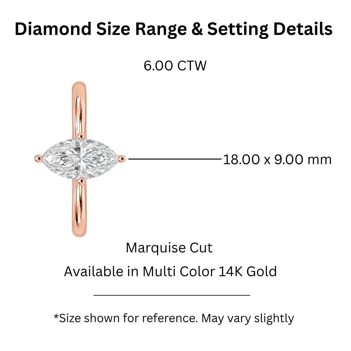 1.00-6.00 Carat T.W. Marquise-cut IGI Certified Lab Grown Diamond (F/VS) 14K Gold Solitaire Ring - Assorted Colors, Sizes & Carat