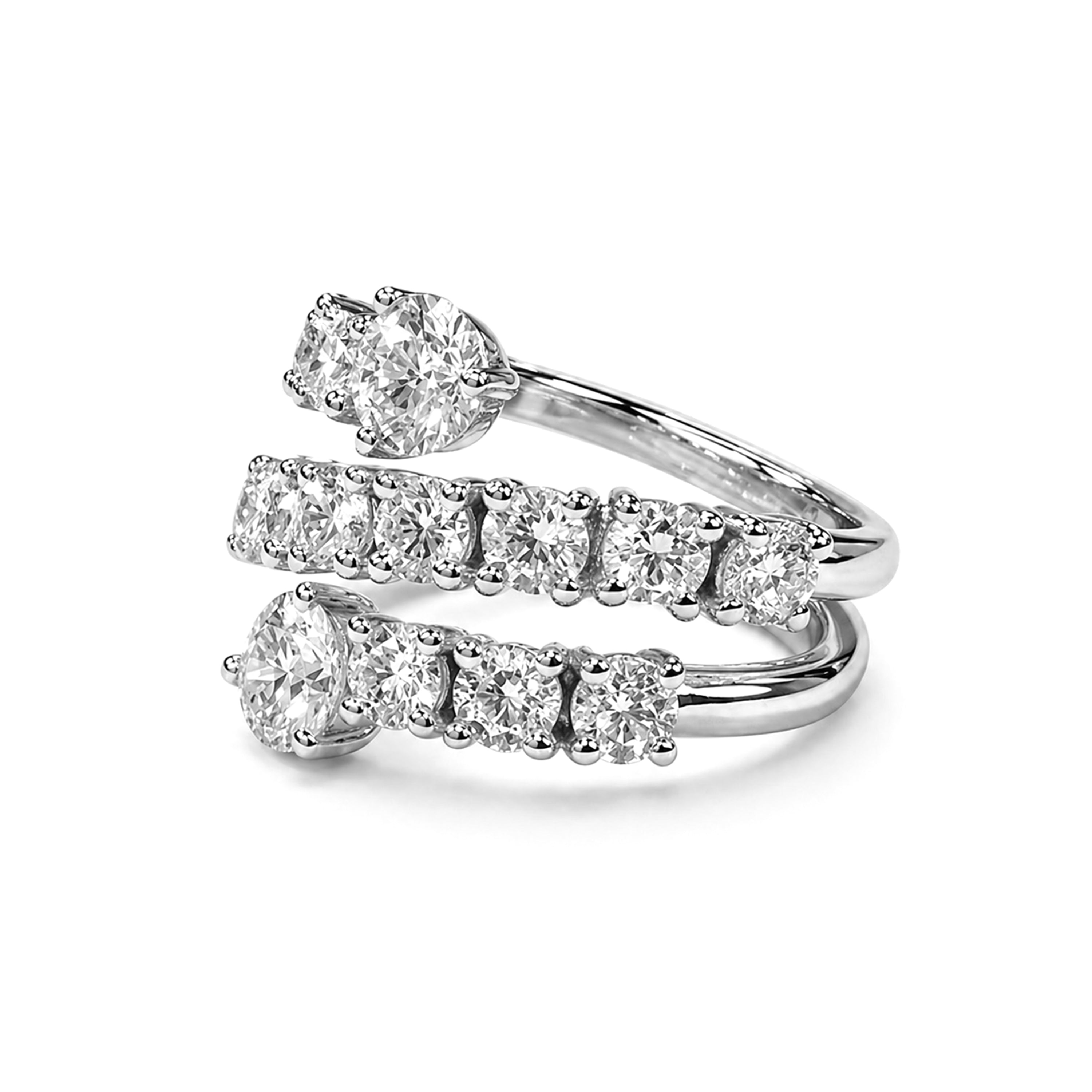 Diamonair Lab Grown Diamond (F/VS+) 3.00 carat Round cut Sterling Silver Ring - Sterling Silver | Gold over Silver