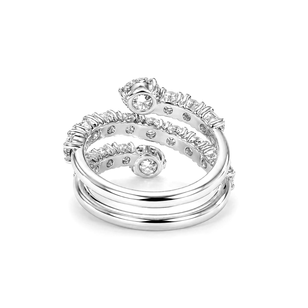 Diamonair Lab Grown Diamond (F/VS+) 3.00 carat Round cut Sterling Silver Ring - Sterling Silver | Gold over Silver