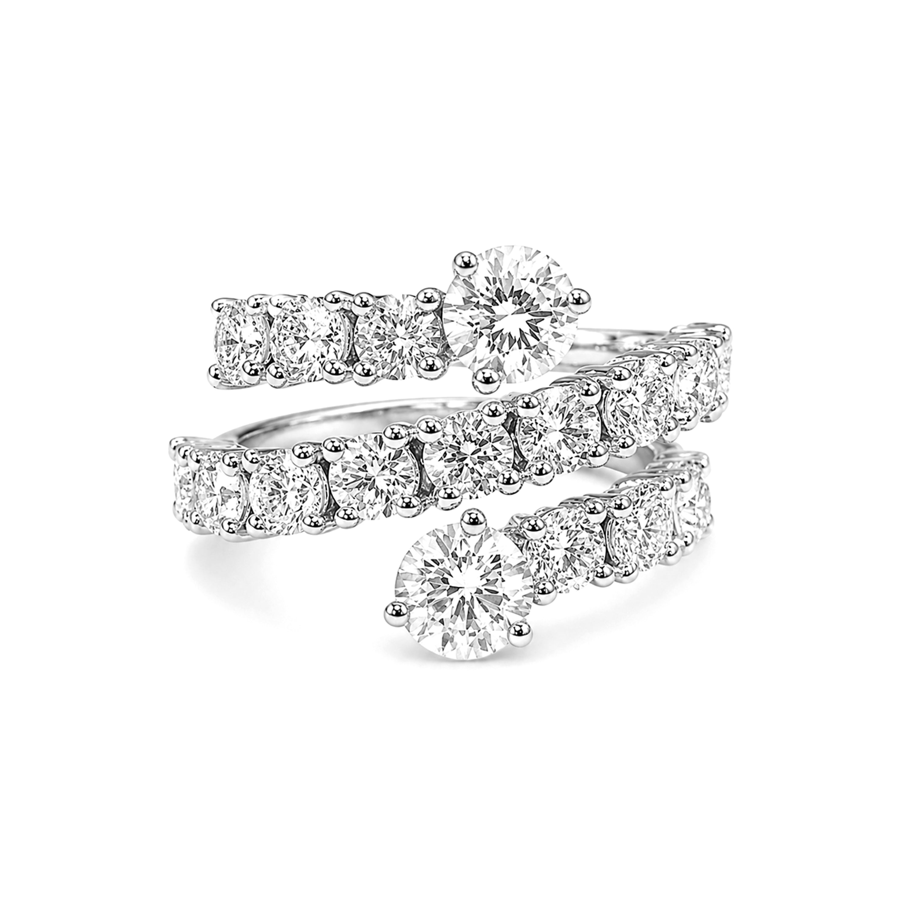 Diamonair Lab Grown Diamond (F/VS+) 3.00 carat Round cut Sterling Silver Ring - Sterling Silver | Gold over Silver