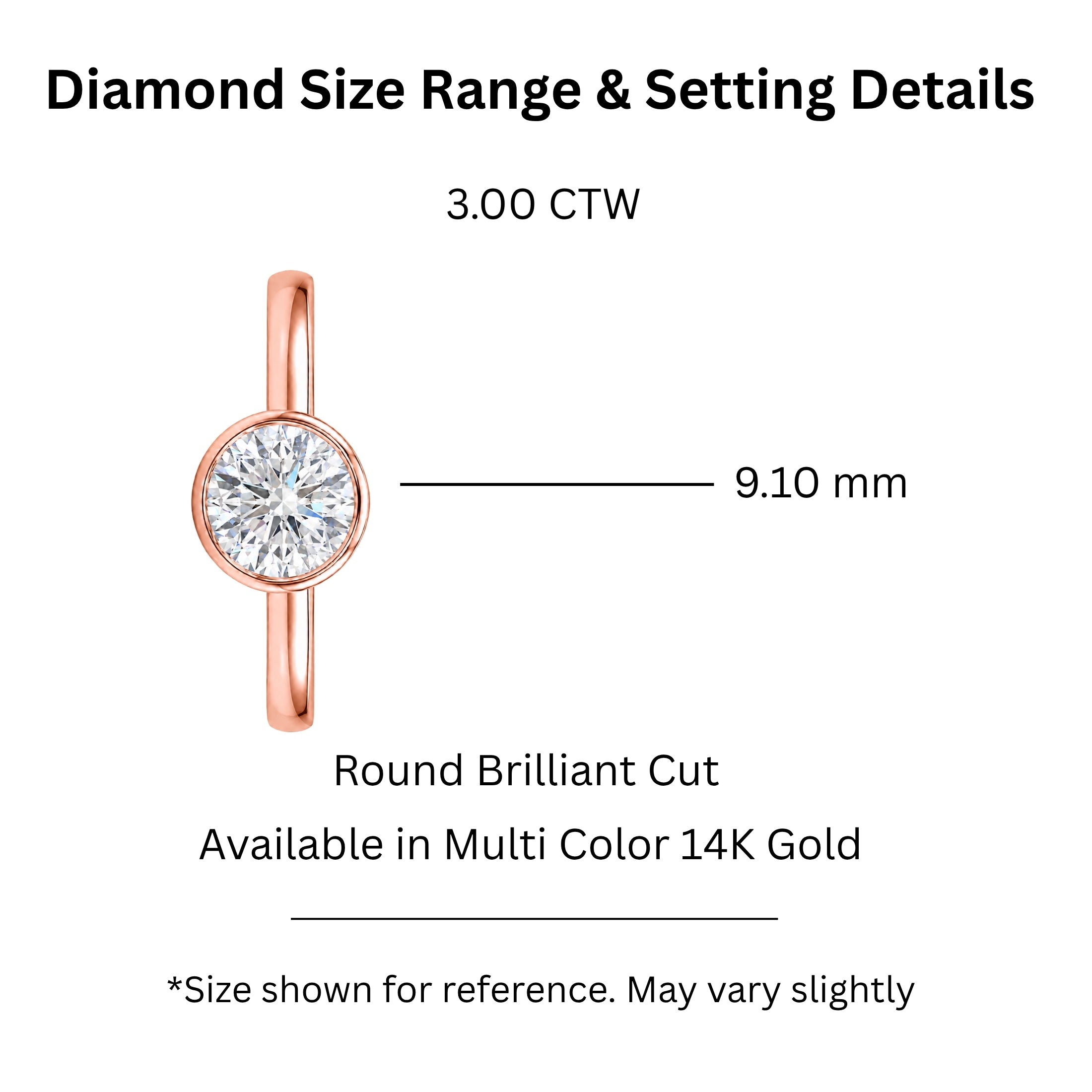 1.00-6.00 Carat T.W. Round-cut IGI Certified Lab Grown Diamond (F/VS+) 14K Gold Bezel Set Ring