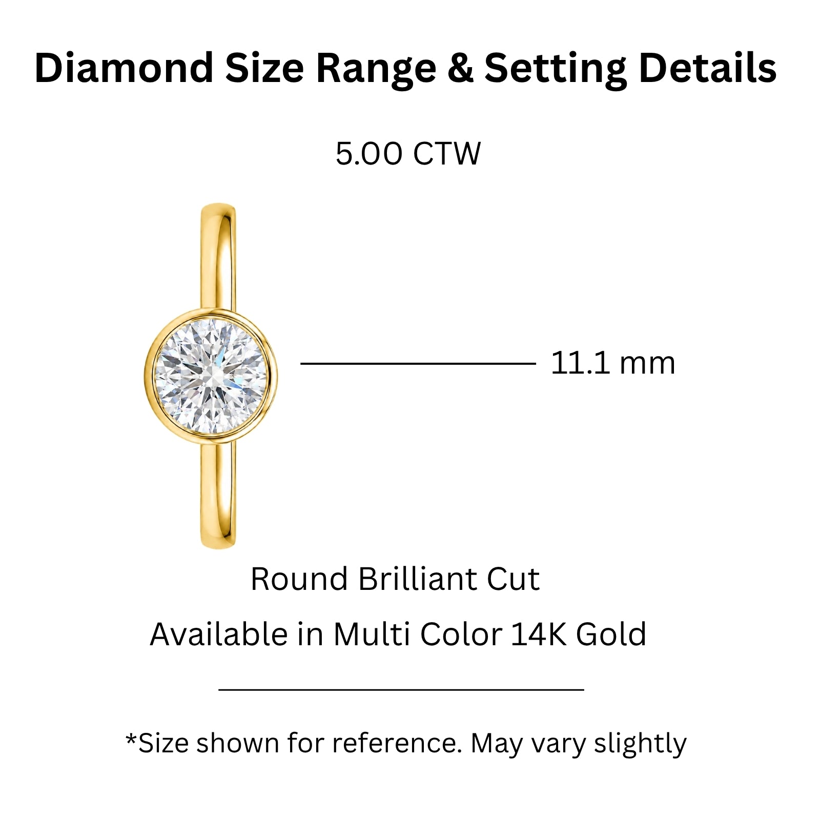 1.00-6.00 Carat T.W. Round-cut IGI Certified Lab Grown Diamond (F/VS+) 14K Gold Bezel Set Ring