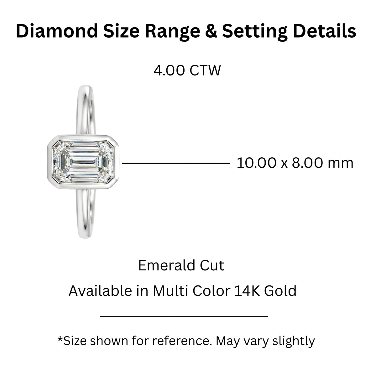 1.00-6.00 Carat T.W. Emerald-cut IGI Certified Lab Grown Diamond (F/VS+) 14K Gold Bezel Set Ring