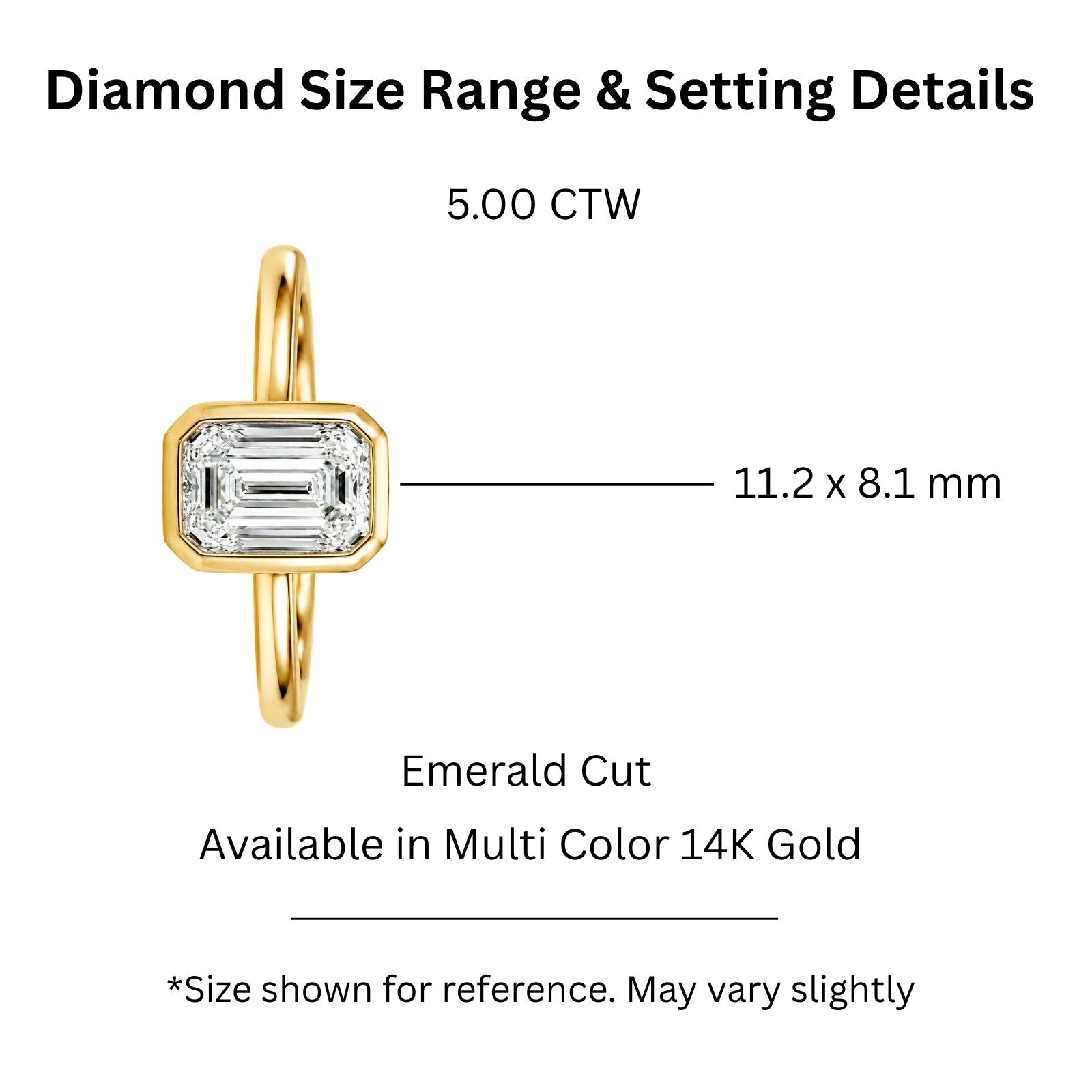 1.00-6.00 Carat T.W. Emerald-cut IGI Certified Lab Grown Diamond (F/VS+) 14K Gold Bezel Set Ring