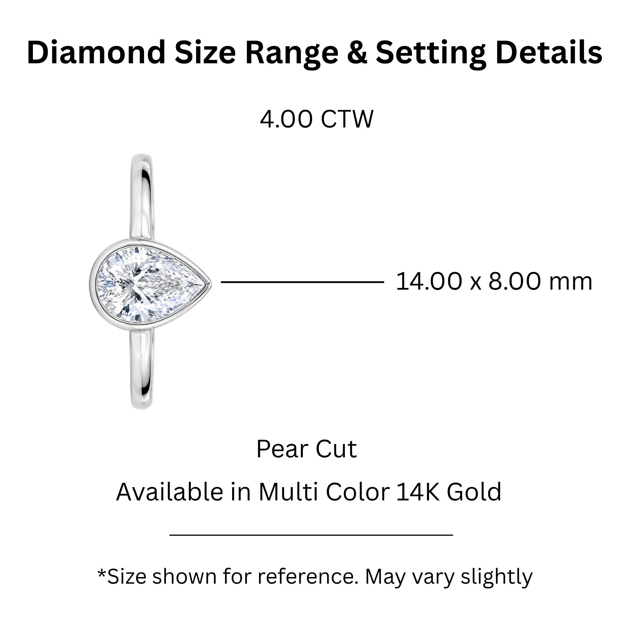 1.00-6.00 Carat T.W. Pear-cut IGI Certified Lab Grown Diamond (F/VS+) 14K Gold Bezel Set Ring