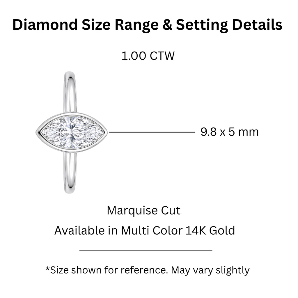 1.00-6.00 Carat T.W. Marquise-cut IGI Certified Lab Grown Diamond (F/VS) 14K Gold Solitaire Ring - Assorted Colors, Sizes & Carat