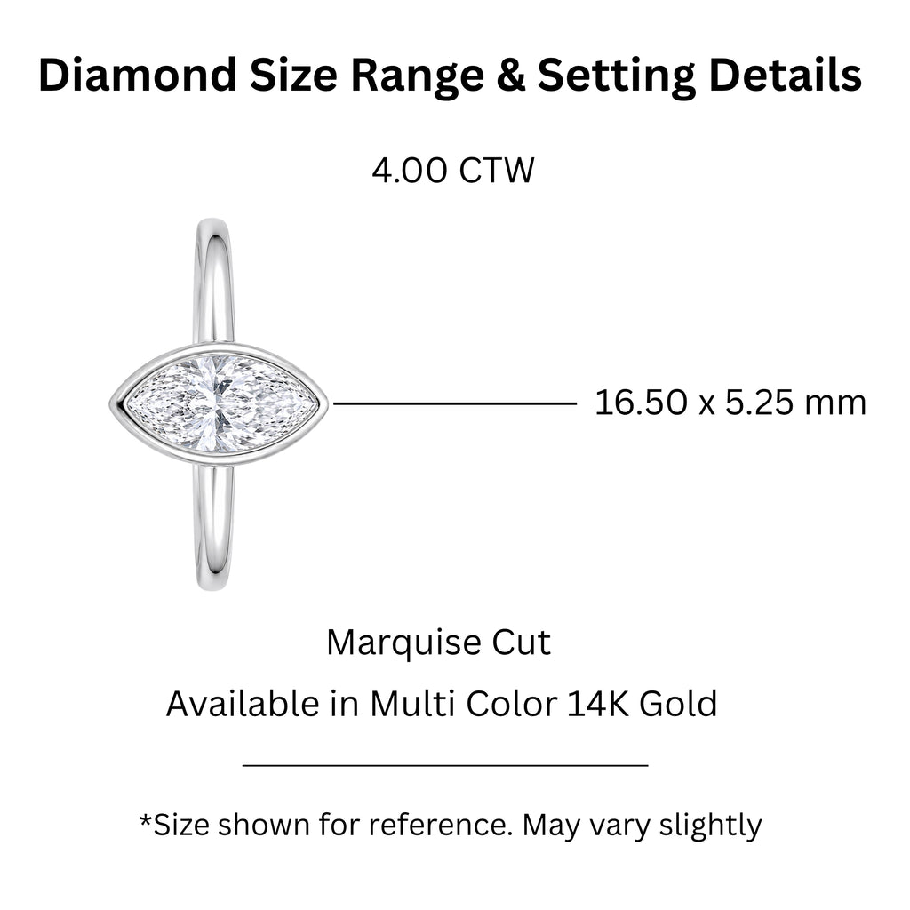 1.00-6.00 Carat T.W. Marquise-cut IGI Certified Lab Grown Diamond (F/VS) 14K Gold Solitaire Ring - Assorted Colors, Sizes & Carat