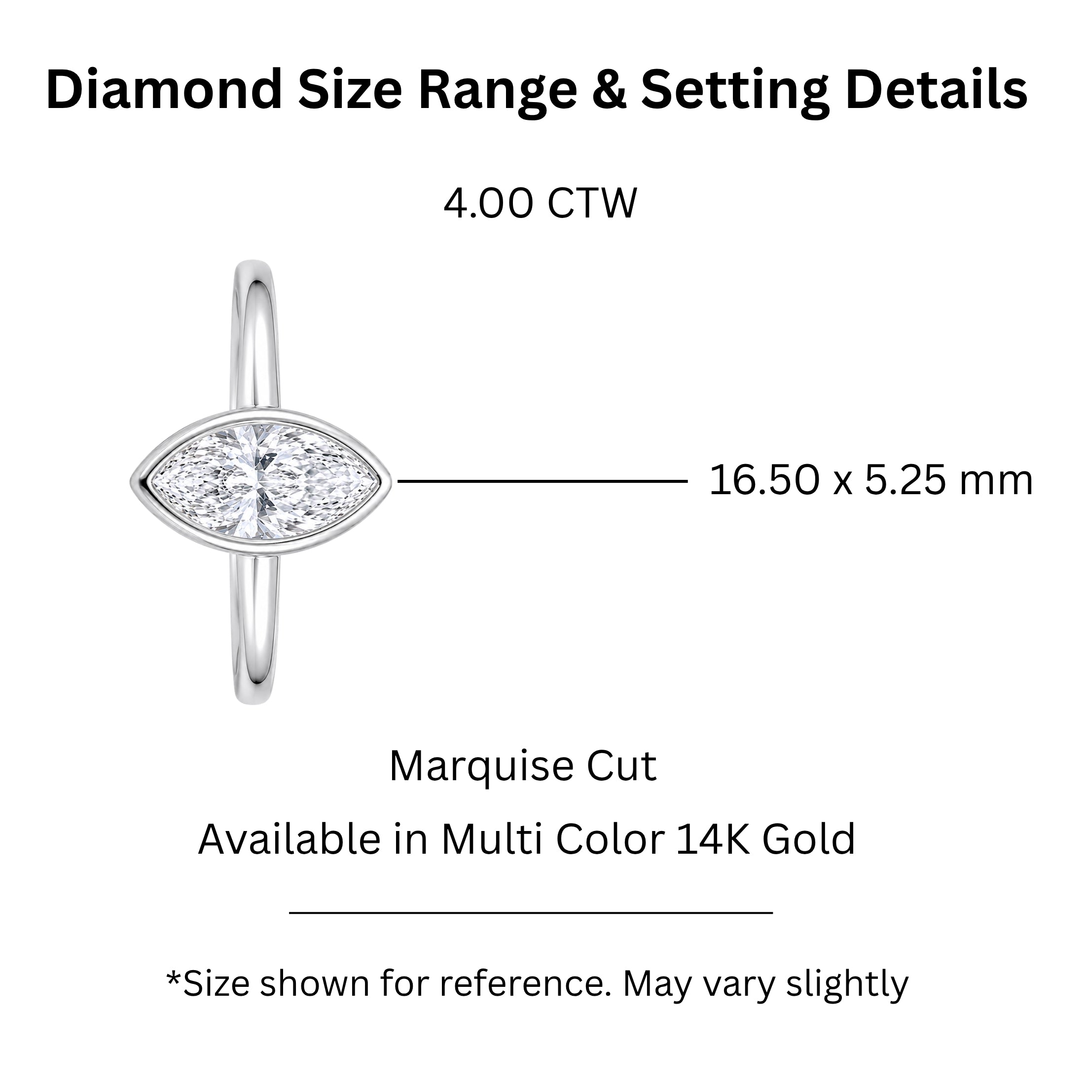 1.00-6.00 Carat T.W. Marquise-cut IGI Certified Lab Grown Diamond (F/VS) 14K Gold Solitaire Ring - Assorted Colors, Sizes & Carat