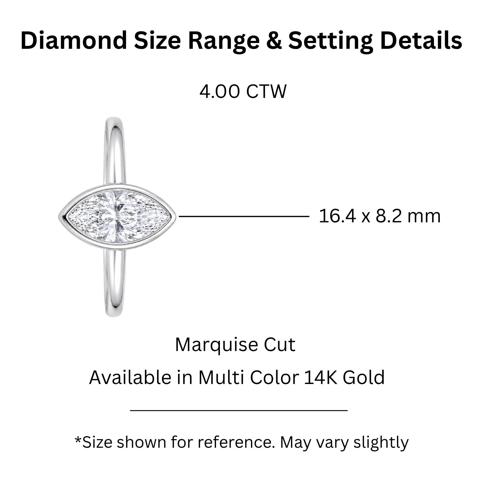1.00-6.00 Carat T.W. Marquise-cut IGI Certified Lab Grown Diamond (F/VS) 14K Gold Solitaire Ring - Assorted Colors, Sizes & Carat