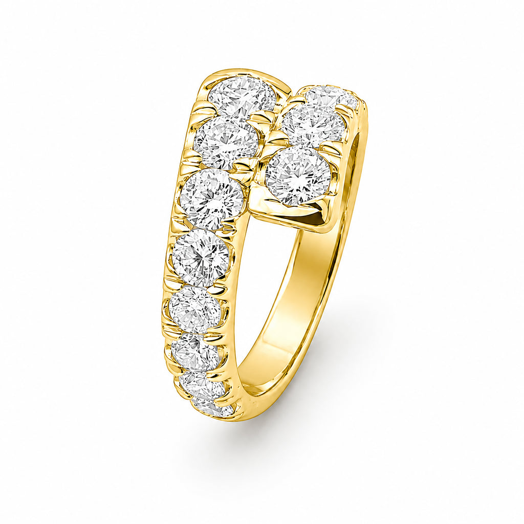 Diamonair Lab Grown Diamond (F/VS+) 3.00 carat Round cut Sterling Silver Ring - Sterling Silver | Gold over Silver