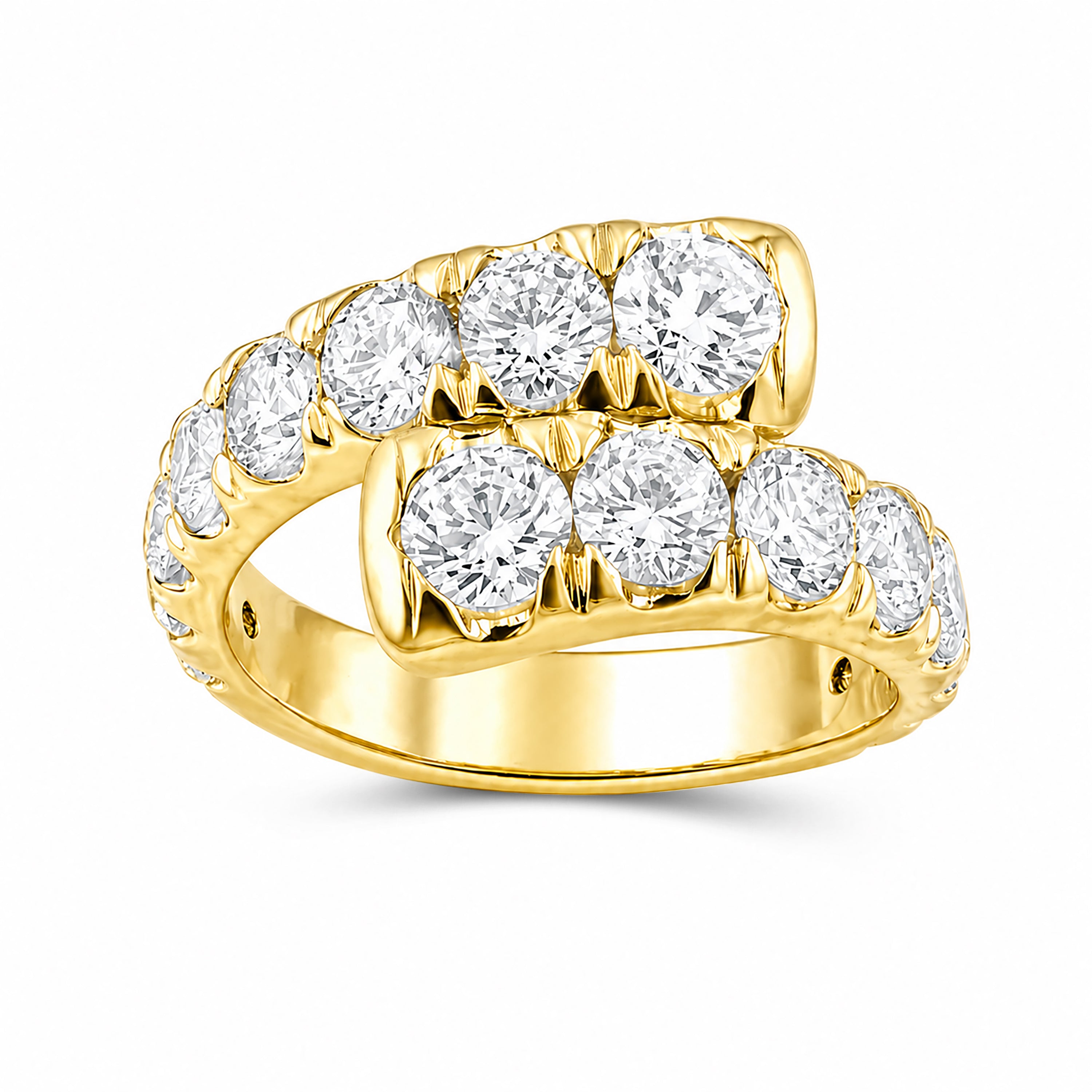 Diamonair Lab Grown Diamond (F/VS+) 3.00 carat Round cut Sterling Silver Ring - Sterling Silver | Gold over Silver