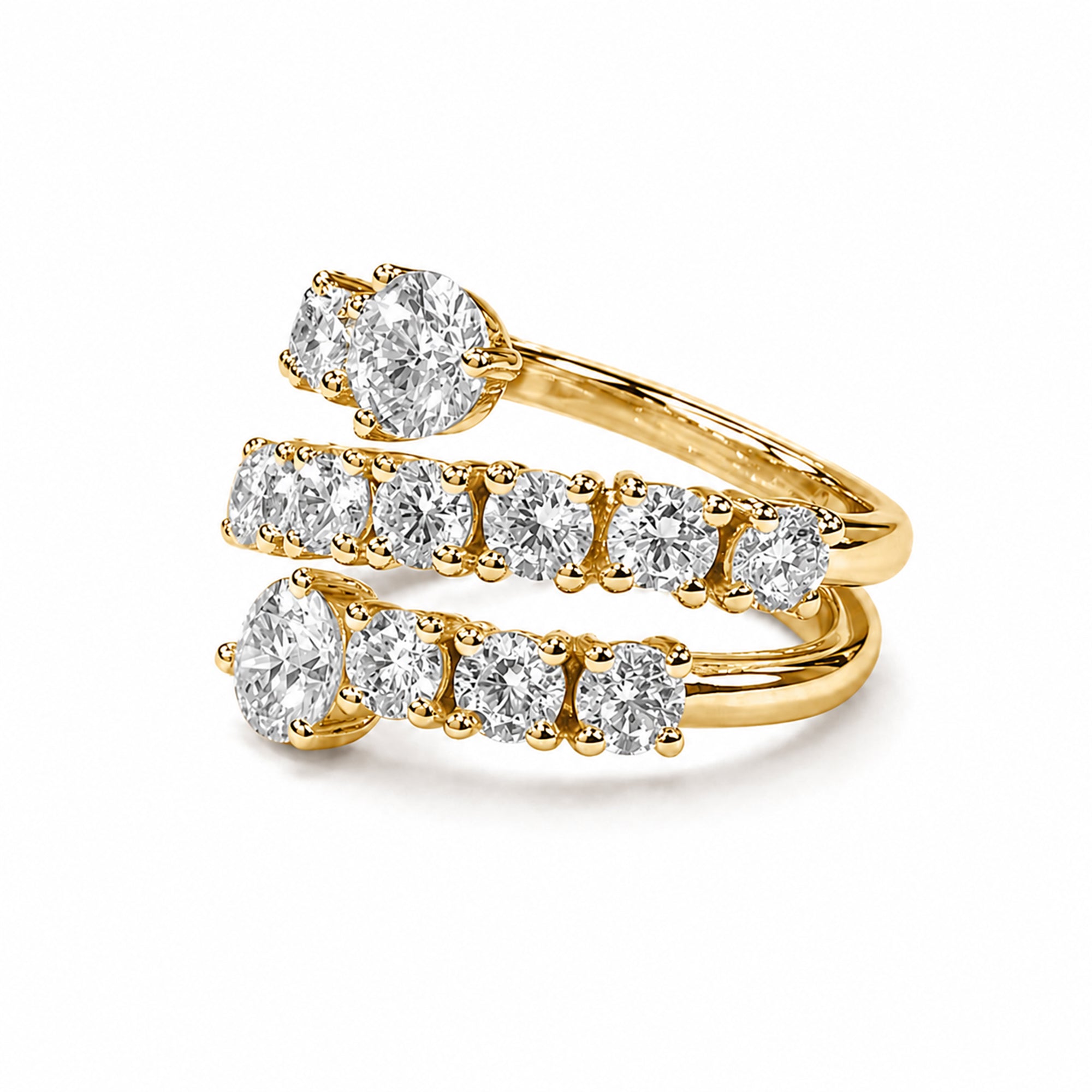 Diamonair Lab Grown Diamond (F/VS+) 3.00 carat Round cut Sterling Silver Ring - Sterling Silver | Gold over Silver