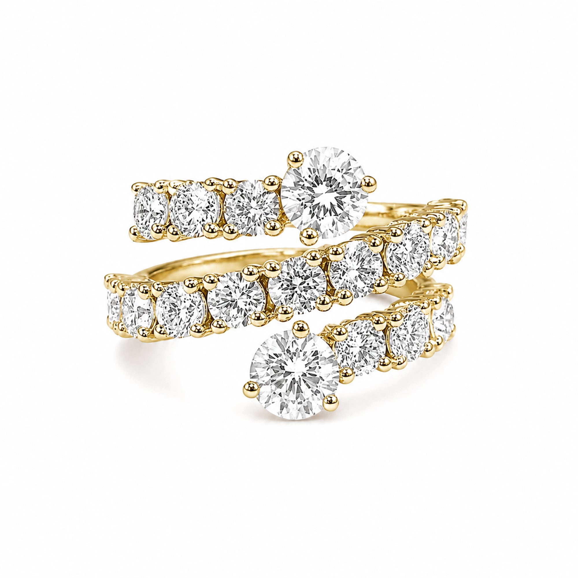 Diamonair Lab Grown Diamond (F/VS+) 3.00 carat Round cut Sterling Silver Ring - Sterling Silver | Gold over Silver